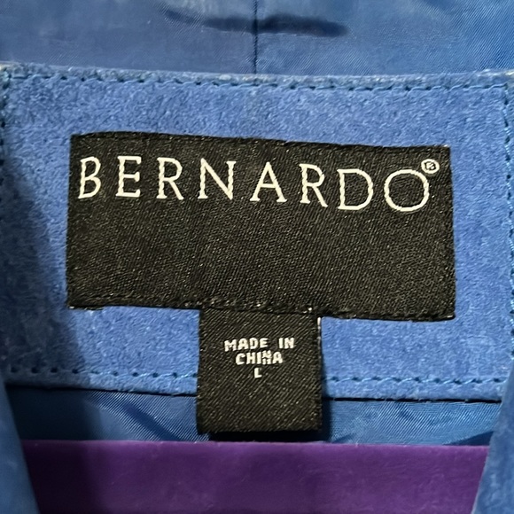 Bernardo Royal Blue Suede Jacket with Double Ruffle Collar & Ruffle at Bottom - Picture 14 of 15